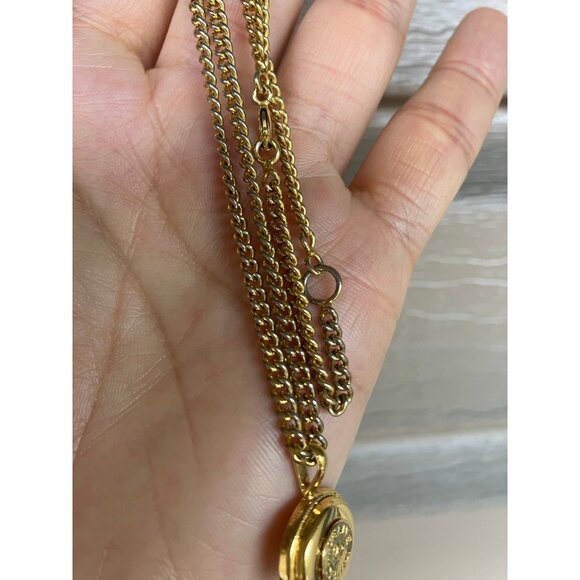 Celine 92 Gold-plated Rhinestone Pendant Necklace 42.5cm-48cm - Picture 6 of 6